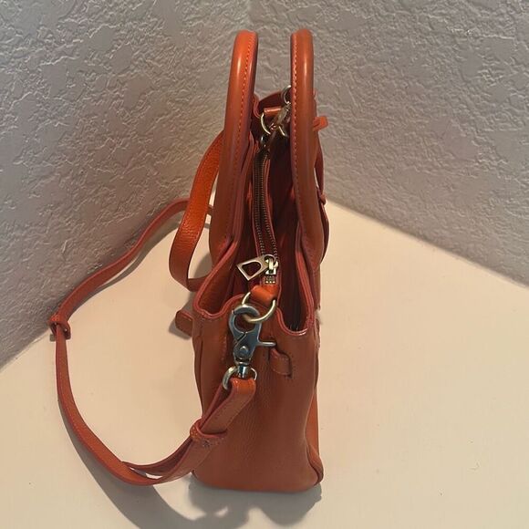 Samantha Thavasa Deluxe Two Way Bag Bright Orange Leather Statement Purse - Picture 10 of 11